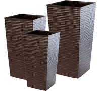 KADAX Set de pots de fleurs, bacs à fleurs en plastique "Tuluza", intérieur et extérieur, moka, 3 pièces