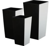 KADAX Set de pots de fleurs, pots de fleurs en plastique "Masiera", pour l'intérieur et l'extérieur, noir mat, 3 pièces