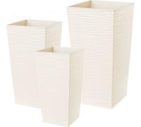 KADAX Set de pots de fleurs, pots de fleurs en plastique "Tuluza", intérieur et extérieur, crème, set de 3 XXL