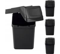 KADAX Set de poubelles de tri en plastique, poubelles avec couvercle étanche (Noir 4x25L)