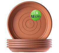 KADAX Soucoupes pour pots de fleurs rondes 12 cm, 5 pièces, soucoupes en plastique pour l'intérieur et l'extérieur, accessoires pour pots de fleurs et pots de plantes (terre cuite)
