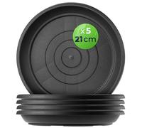 KADAX Soucoupes pour pots de fleurs rondes 21 cm, 5 pièces, soucoupes en plastique pour l'intérieur et l'extérieur, accessoires pour pots de fleurs et pots de plantes (anthracite)