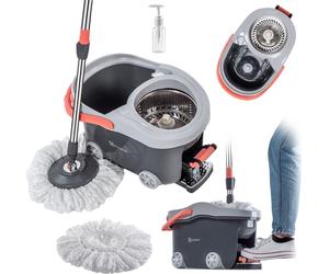 KADAX Spin Mop avec seau sur roulettes 128 cm Gris