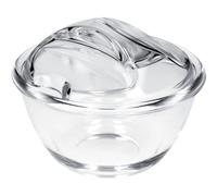 KADAX Sucrier en verre avec couvercle ergonomique, pot à épices transparent pour sucre, pot à épices avec fond renforcé, bol à sucre avec poignée (12cm, rond) K3916