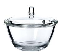 KADAX Sucrier en verre, bol à épices avec couvercle ergonomique, récipient en verre transparent pour sucre, pot à épices avec fond renforcé, bol à sucre avec poignée (rond)