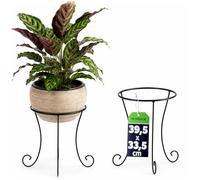KADAX Support de pot de fleurs en acier résistant aux intempéries pour intérieur et extérieur, balcon, terrasse, jardin, support pour pot de fleurs, support de pot de fleurs, noir rund, hoch Noir