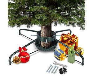 KADAX Support de sapin de Noël en acier pour arbre de Noël stable avec bol d'eau, support de sapin avec système de plaques oscillantes, différentes tailles (largeur : 73 cm, vert)