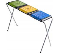 KADAX Support pour tri sélectif "Amal", Support pour sacs poubelle avec couvercle plastique, triple, Vert Bleu et Jaune