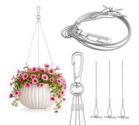 KADAX Suspension pour plantes en métal à 3 torons, corde suspendue pour pot de fleurs, chaîne de suspension (argenté, 55 cm)