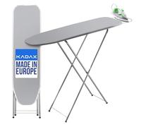 KADAX Table à Repasser 104 x 30 cm, Planche Pliable avec Housse en Coton Amovible, Support pour Fer, Pieds Antidérapants et Hauteur Réglable (Blanc)