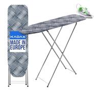 KADAX Table à Repasser 104 x 30 cm, Planche Pliable avec Housse en Coton Amovible, Support pour Fer, Pieds Antidérapants et Hauteur Réglable (Bleu)