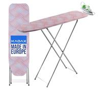 KADAX Table à Repasser 104 x 30 cm, Planche Pliable avec Housse en Coton Amovible, Support pour Fer, Pieds Antidérapants et Hauteur Réglable (Pêche)
