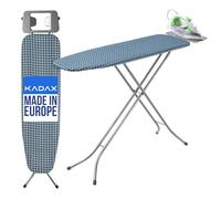 KADAX Table à Repasser 110 x 30 cm, Planche à Repasser Pliable avec Housse en Coton, Support pour Fer, Pieds Antidérapants et Hauteur Réglable (Bleu)