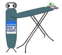 KADAX Table à Repasser 110 x 30 cm, Planche Pliable avec Housse en Coton, Support pour Fer, Pieds Antidérapants et Hauteur Réglable (Bleu)