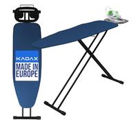 KADAX Table à Repasser 120 x 38 cm, Planche à Repasser Pliable avec Housse en Coton, Support pour Fer, Pieds Antidérapants et Hauteur Réglable (Bleu Foncé)