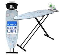 KADAX Table à Repasser 120 x 38 cm, Planche à Repasser Pliable avec Housse en Coton, Support pour Fer, Pieds Antidérapants et Hauteur Réglable (Bleu)