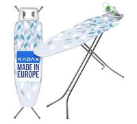 KADAX Table à Repasser 120 x 38 cm, Planche Pliable avec Housse en Coton, Support de Fer Intégré, Pieds Antidérapants et Reglable Hauteur (Bleu)