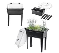 KADAX Table de Culture en Plastique 30L, Jardinière Équipée d'un Couvercle et de Ouvertures d'Aération, Mini Serre sur Pieds pour Cultiver Vos Plantes (59 cm)