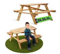 KADAX Table de pique-nique pour enfant avec bancs, meubles pour enfants pour pique-nique, table d'enfant en bois, ensemble de pique-nique pour jardin, ensemble de sièges pour enfants (naturel)