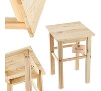 KADAX Tabouret en Bois de Pin Naturel, Élégante Chaise pour Ajouter Une Touche de Charme Rustique à Votre Décoration Intérieure (Carré)