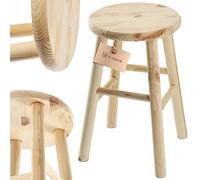 KADAX Tabouret en Bois de Pin Naturel, Élégante Chaise pour Ajouter Une Touche de Charme Rustique à Votre Décoration Intérieure (Rond)