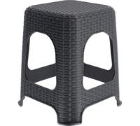KADAX Tabouret en Plastique à l'Élégant Effet Rotin, Marchepied doté de Pieds Antidérapants pour une Utilisation Intérieure et Extérieure (Anthracite)
