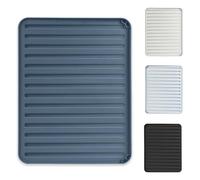 KADAX Tapis d'égouttement pour vaisselle - Tapis de séchage plat avec drainage - 40 x 30 cm - Tapis de vidange pour verrerie - Pour la cuisine - Gris foncé