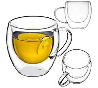 KADAX Tasse à café à double paroi 250 ml - Tasse en verre avec anse pour café, thé, cappuccino, latte macchiato et expresso, résistante à la chaleur et élégante