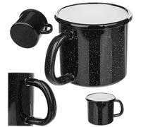 KADAX Tasse en émail 400 ml pour thé et café, tasse pour camping, grande tasse à café avec anse, tasse à café en acier émaillé, tasse à thé (noir)