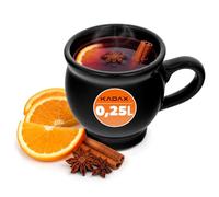 KADAX Tasse en faïence, 250 ml, pour vin chaud, en grès, avec anse, tasse à café en céramique, noire