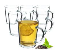 KADAX Tasse en verre transparent avec poignée, verres à boire lavables au lave-vaisselle avec poignée, verres à café en verre, verre à thé, verres à eau, gobelets en verre pour chaud (6 x 410 ml)