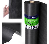 KADAX Toile anti-mauvaises herbes - 1 x 10 m - 150 g/m² - Noir - Film de paillage surélevé en polypropylène - Perméable à l'eau - Film de paillage contre les mauvaises herbes - Film anti-mauvaises