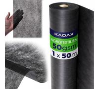 KADAX Toile anti-mauvaises herbes - 1 x 50 m - 50 g/m² - Noire - En polypropylène - Perméable à l'eau - Protection contre les mauvaises herbes - Film anti-mauvaises herbes pour jardin, film pour