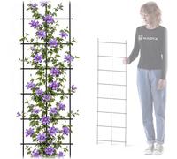 KADAX Treillis mural en acier pour plantes, jardin, balcon, terrasse, grille métallique, aide à l'escalade, treillis, treillis, fixation murale, noir (35 x 120 cm)