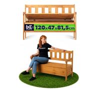 KADAX truhenbank avec Coffre de Rangement et Dossier - 120 cm Marron - pour asseoir Plusieurs Personnes - Grand Espace sous l’Assise avec Fond en Panneau de Fibres résistant à l’humidité