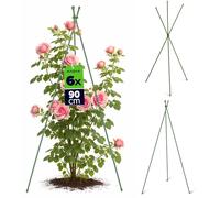 KADAX Tuteur Obélisque 90 cm, lot de 6, tuteur métallique pour rosiers avec revêtement en plastique résistant aux intempéries, treillis pour rosiers grimpants, clématites et plants de tomates