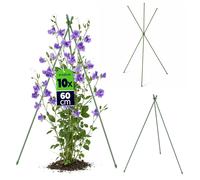 KADAX - Tuteurs pour plantes grimpantes, 60 cm, lot de 10, tuteurs métalliques avec revêtement en plastique, obélisques pour fleurs, boutures et fraises grimpantes