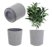 KADAX Vase décoratif, pot de fleurs rond, pot en plastique pour plantes, pot de culture de plantes, pot de plantes pour intérieur et extérieur (gris, 25 cm)