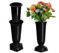 KADAX Vase Flacon Fleurs Pierre Tombale Cimetière Pierre Tombale Insert Base Noir 37 cm