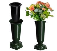 KADAX Vase Flacon Fleurs Pierre Tombale Cimetière Pierre Tombale Insert Base Vert 37cm