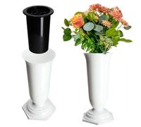 KADAX Vase Flacon Pour Cimetière Tombe Pierre Tombale Blanc 23cm
