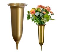 KADAX Vase Flacon pour Pierre Tombale de Cimetière 23 cm Pierre Tombale pour Fleurs Or