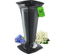 KADAX Vase Funéraire avec Socle en Plastique pour Cimetière - Décoration pour Pierre Tombale, Fleurs sur Pied (Graphite/Haute)