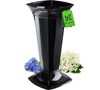 KADAX Vase Funéraire avec Socle en Plastique pour Cimetière, Fleurs pour Pierre Tombale, Décoration sur Pied pour la Tombe (Noir/Haut)