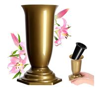 KADAX Vase funéraire en plastique résistant aux intempéries - 15 cm - Doré