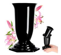 KADAX Vase funéraire en plastique résistant aux intempéries et au gel, 13 cm, noir