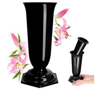KADAX Vase funéraire en plastique résistant aux intempéries et au gel, 15,5 cm, noir