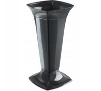 KADAX Vase Funéraire avec Socle en Plastique pour Cimetière - Décoration pour Pierre Tombale, Fleurs sur Pied (Graphite/Haute)