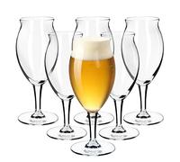 KADAX Verre à Bière à Pied d'une Capacité de 410ml pour Savourer Vos Boissons Rafraîchissantes avec Style et Raffinement, Idéal pour un Cadeau (Lot de 6)