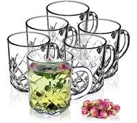 KADAX Verres à Anses, Tasses Transparentes Idéales pour Boissons Chaudes et Froides comme le Café, le Thé, l'Eau, les Infusions et les Jus (230 ml, Lot de 6)